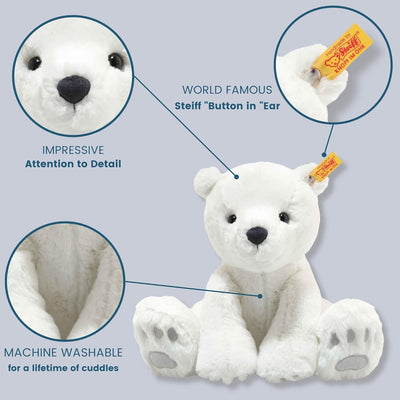 Steiff Kuscheltier Lasse Eisbär, Süsses Stofftier mit Kunststoffaugen, Kinder, Jungen & Mädchen, Sof