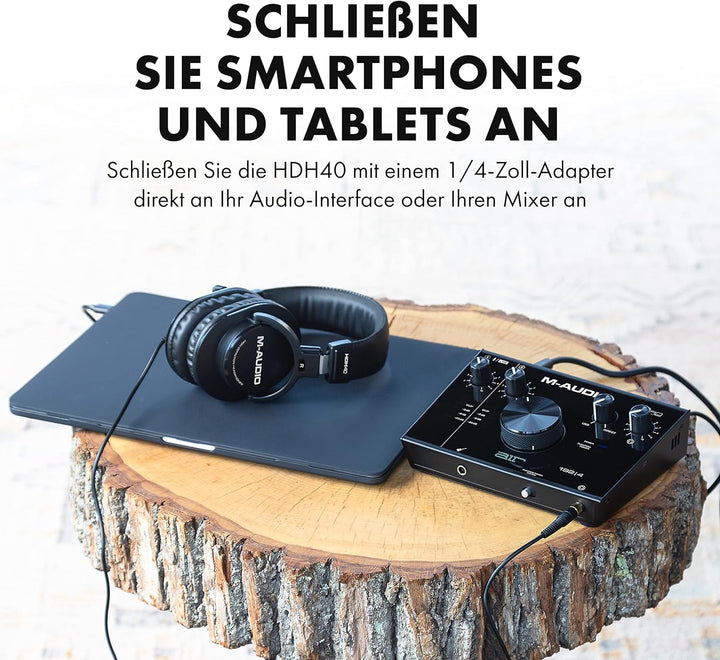 M-Audio HDH40 – Over-Ear Studiokopfhörer mit geschlossenem Design, flexiblem Bügel und 2.7m Kabel fü