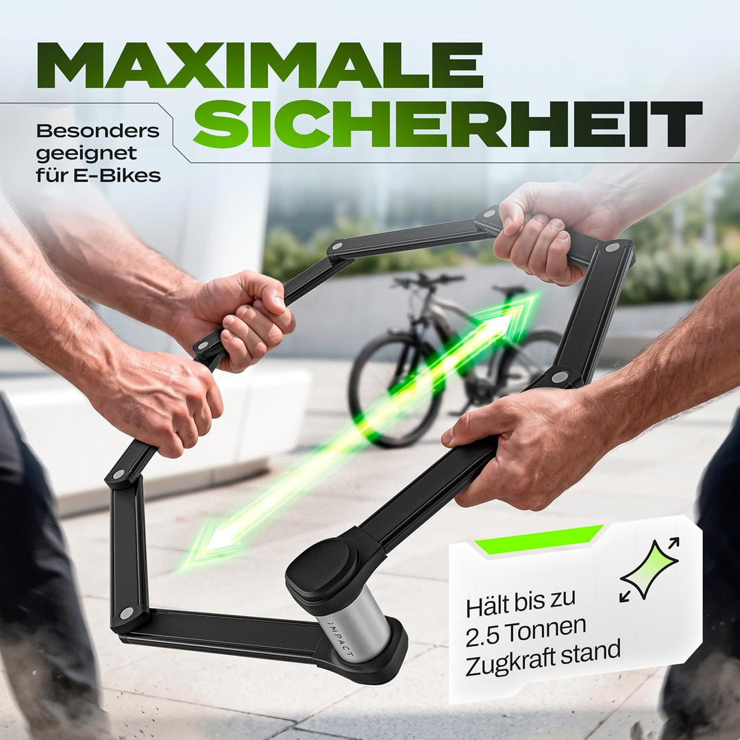 IMPACT® Fahrradschloss Hohe Sicherheit 110 cm - Faltbares Faltschloss Fahrrad mit Gummibeschichtung