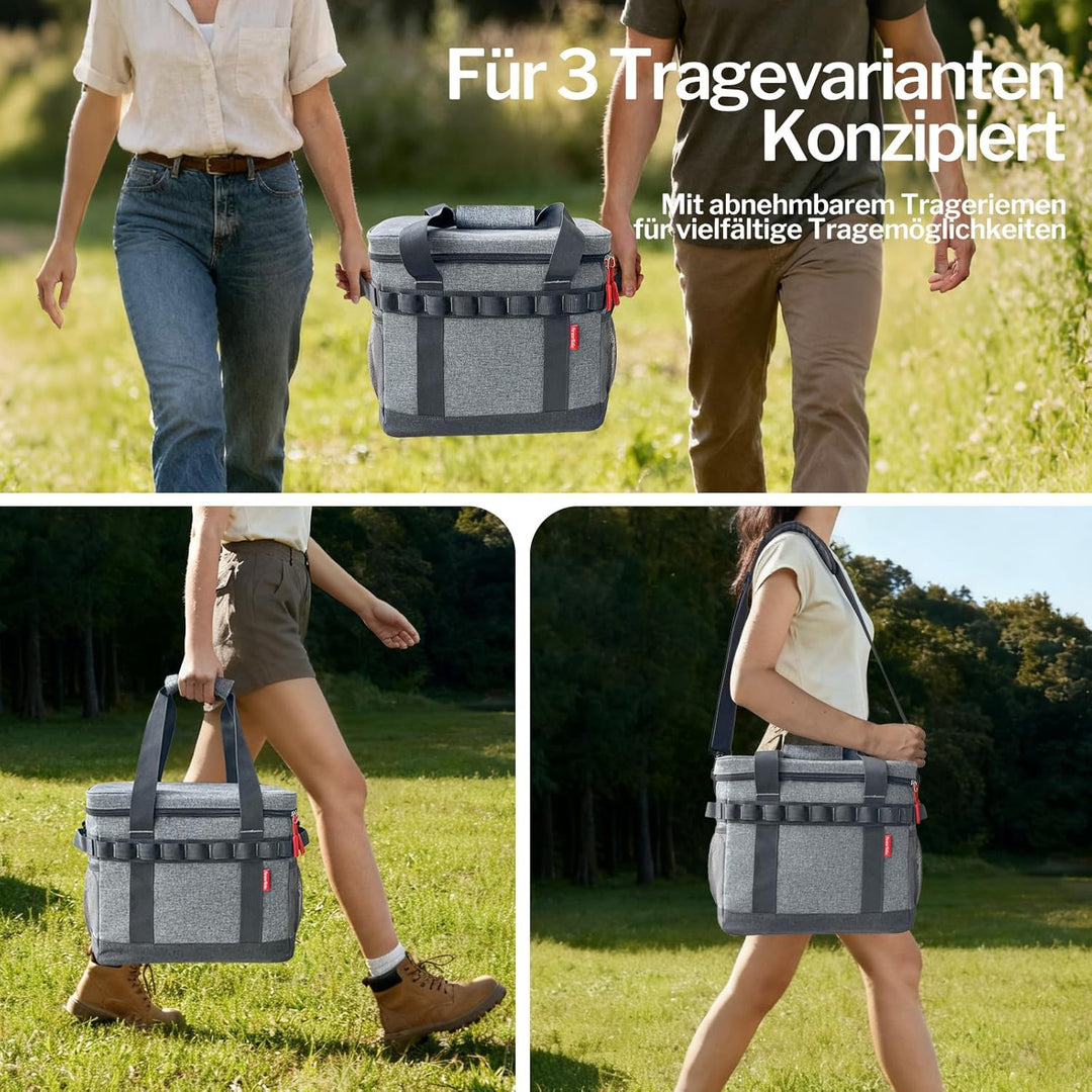 Kühltasche 20L, 12h Kühlung, Gross Faltbar Picknicktasche, Kühlbox Tragbare Isoliertasche für Auto &