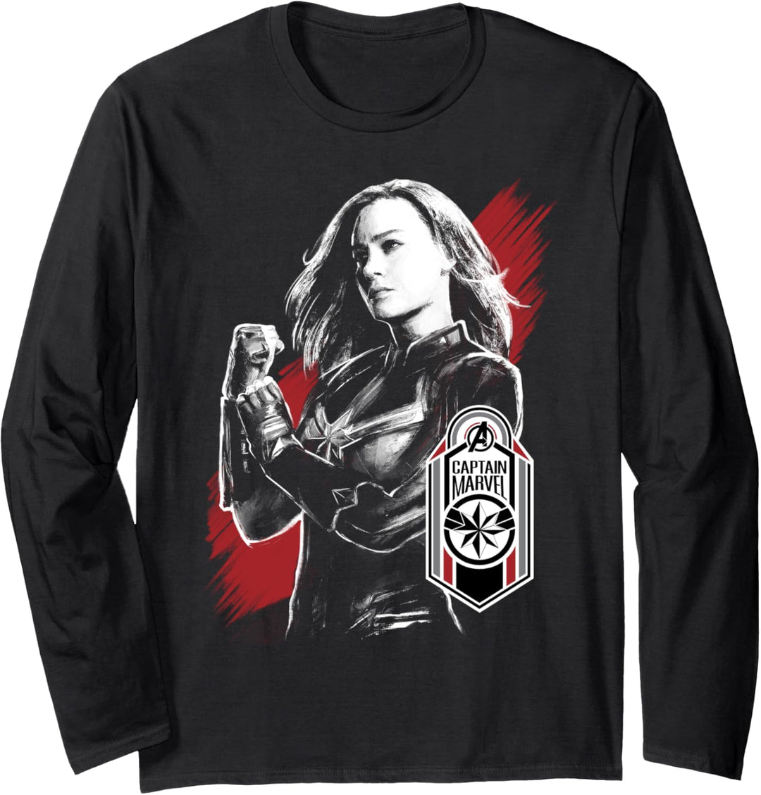 Marvel Avengers: Endgame Captain Marvel Badge Portrait Langarmshirt