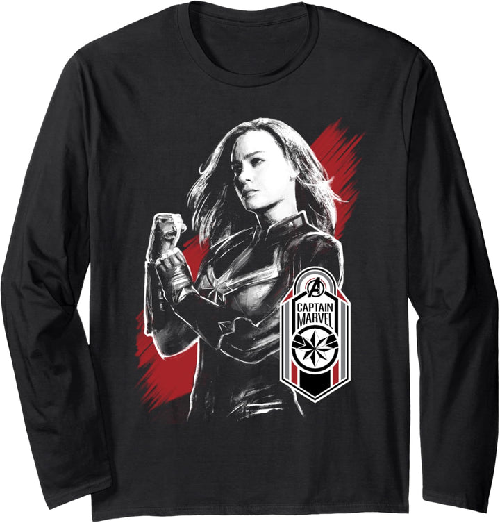 Marvel Avengers: Endgame Captain Marvel Badge Portrait Langarmshirt