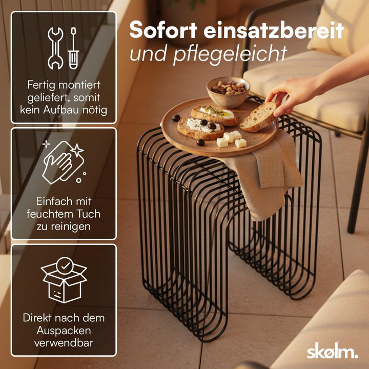 skølm Vali Beistelltisch Schwarz – Kleiner Couchtisch Metall – Sofatisch als Hocker & Regal nutzbar