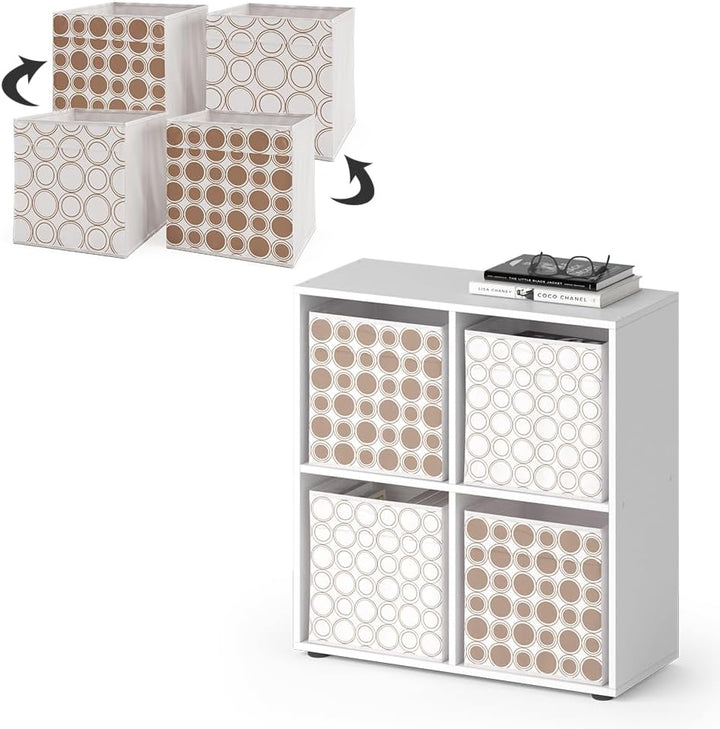 Vicco Raumteiler Tetra, Weiss, 72 x 72.6 cm mit 4 Faltboxen Opt.2 Raumteiler 73x72 cm mit Faltbox Re