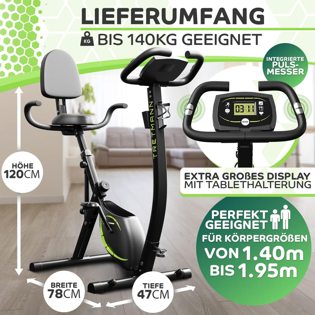 Tretmann NEU 3in1 Heimtrainer Fahrrad klappbar -extra leise & komfortabel - [SoftFoam] DEKRA geprüft