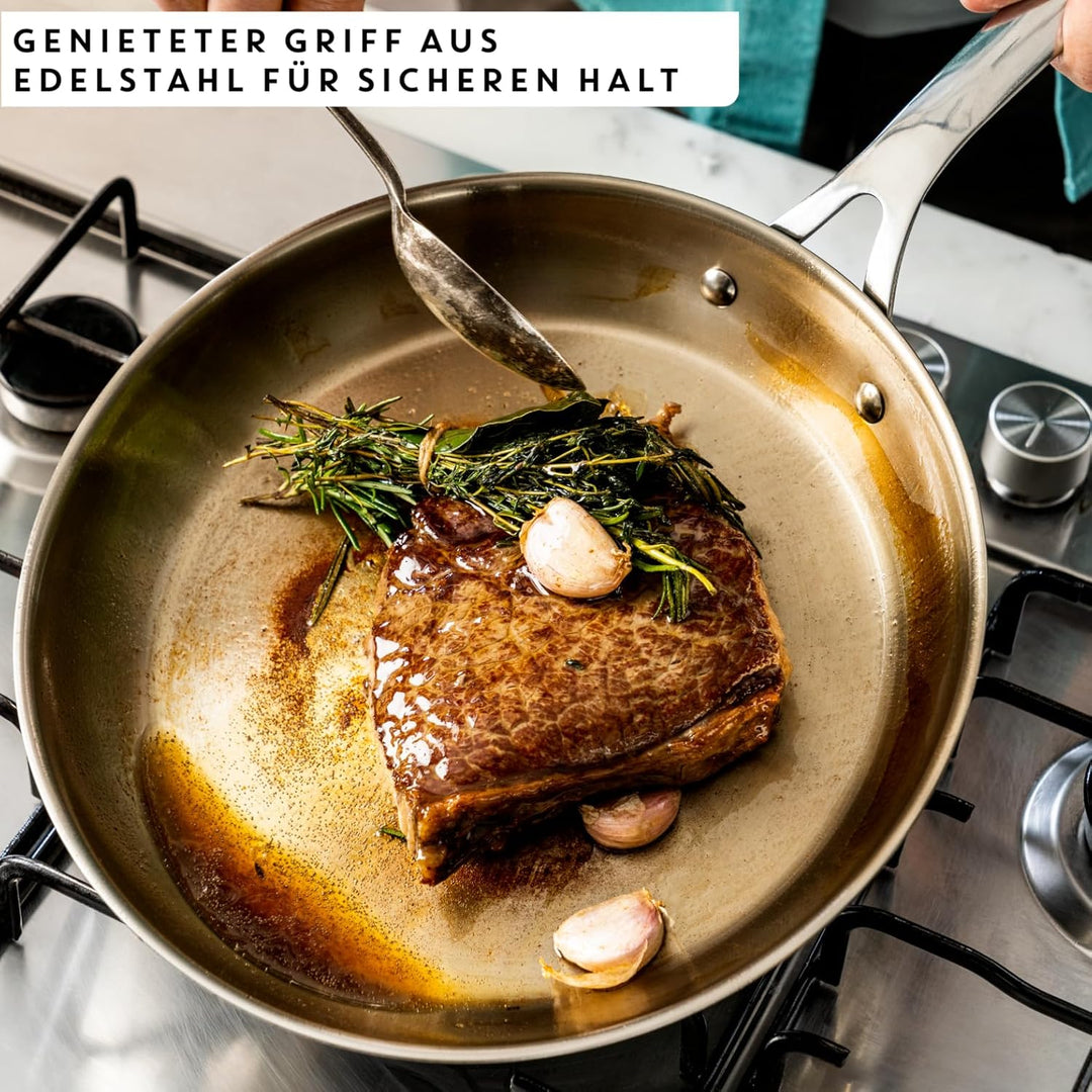 Jamie Oliver by Tefal Cook Smart Bratpfanne 28cm, unbeschichteter Edelstahl, induktionsgeeignet, The