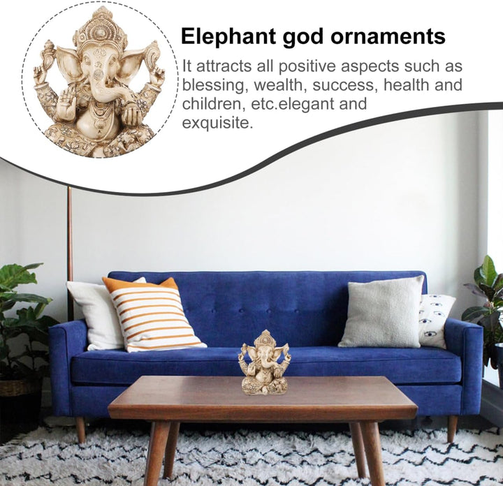 DOITOOL Hindu-Gott Ganesha Idol Statue Indischer Elefant Buddha Ganesha Skulptur 26,5 x 30,5 cm Sege