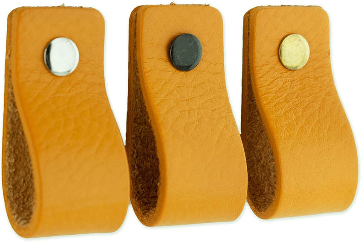 Brute Strength - Ledergriffe für Möbel - Ockergelb - 4 Stück - 12,5 x 2,5 cm - Schrankgriff, Türgrif