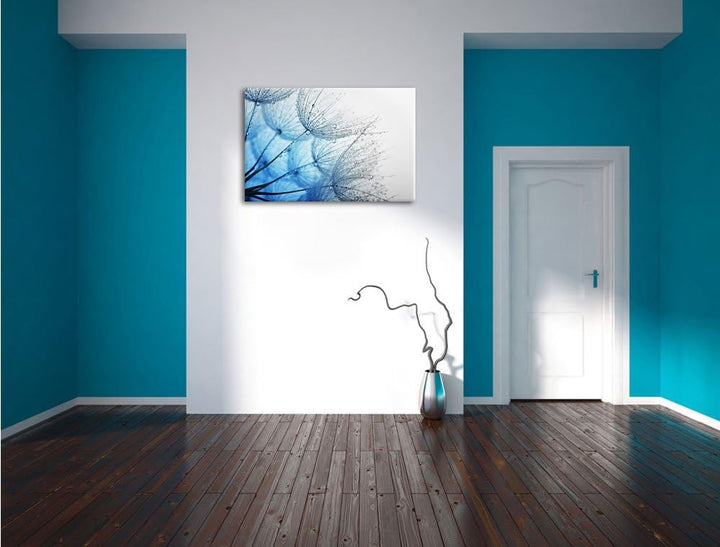 Pixxprint Tropfen bedeckte Pusteblumen/Format: 100x70cm / Leinwandbild fertig bespannt Wandbild Kuns