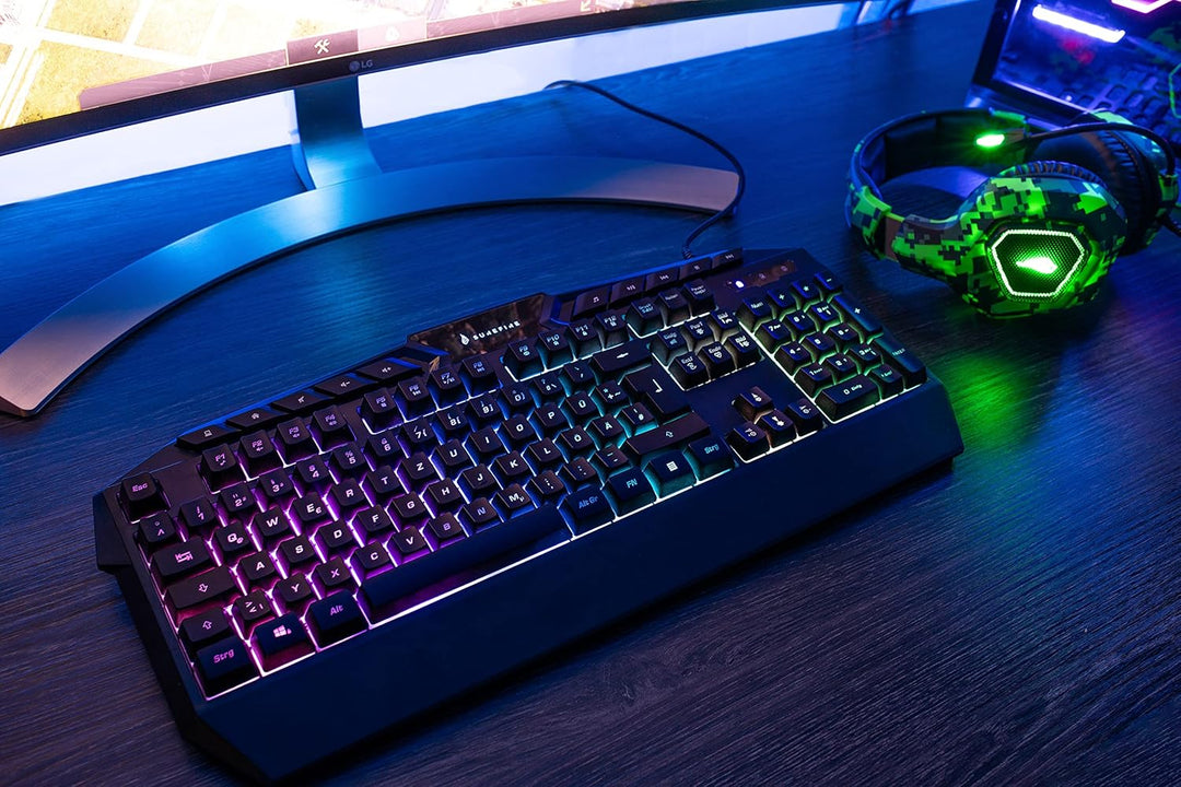 SureFire Kingpin Gaming Tastatur, Gaming Multimedia Keyboard mit programmierbarer LED-Hintergrundbel