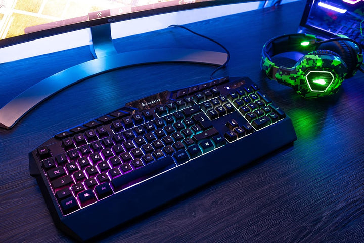 SureFire Kingpin Gaming Tastatur, Gaming Multimedia Keyboard mit programmierbarer LED-Hintergrundbel