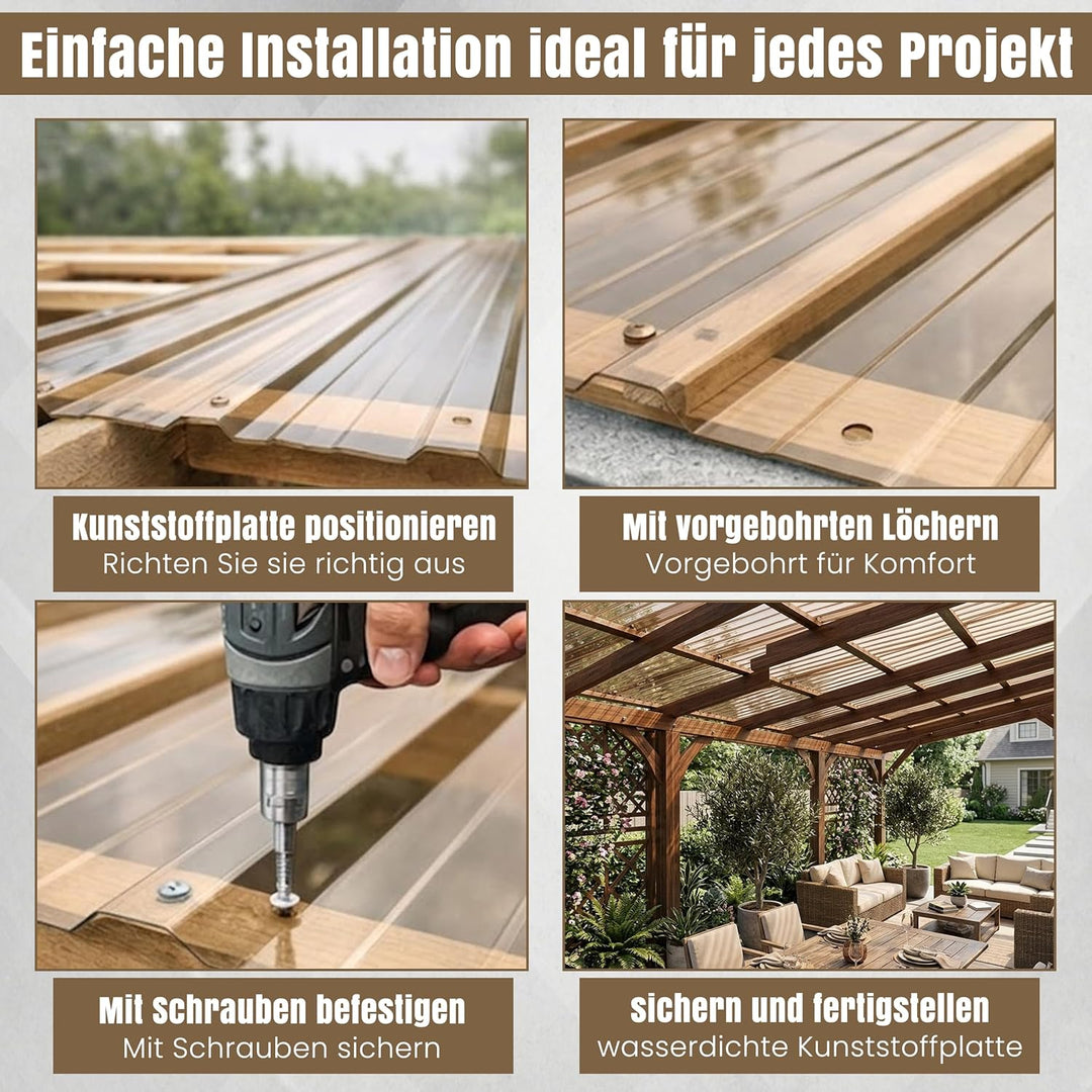 LP Projekt Wellplatten 90×117 cm | Robust & wetterfest Wellplatten Dach Kunststoff für Garten & Terr