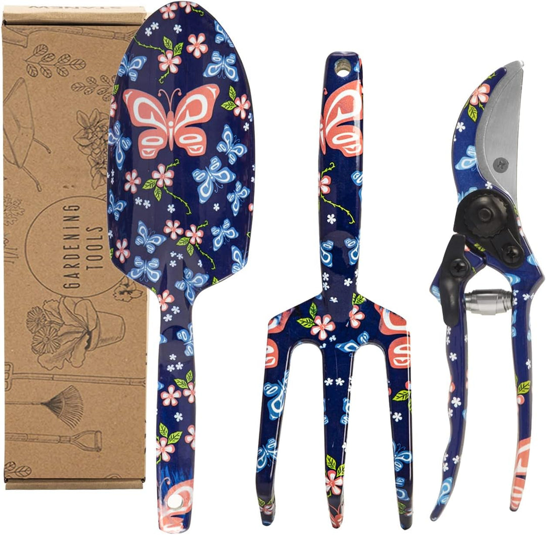 DEWINNER Gartenwerkzeug-Set, 3-teilig, Lady Hand Pflanzen Gartenarbeit Geschenk, Ergonomischer Griff