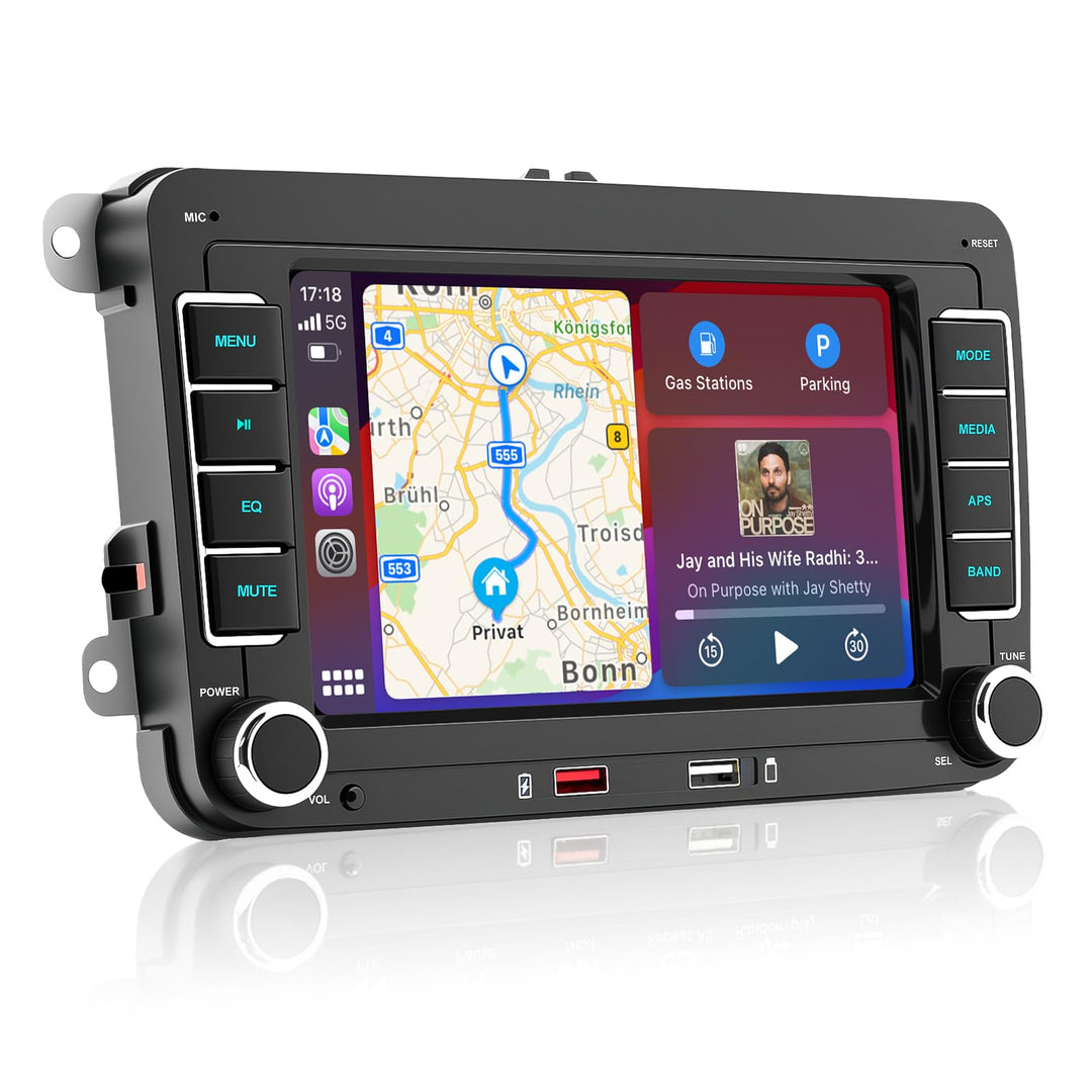 Autoradio mit Bildschirm für VW Golf 5 6 Polo Passat Caddy Touran Tiguan Seat Skoda, 7 Zoll Touchscr