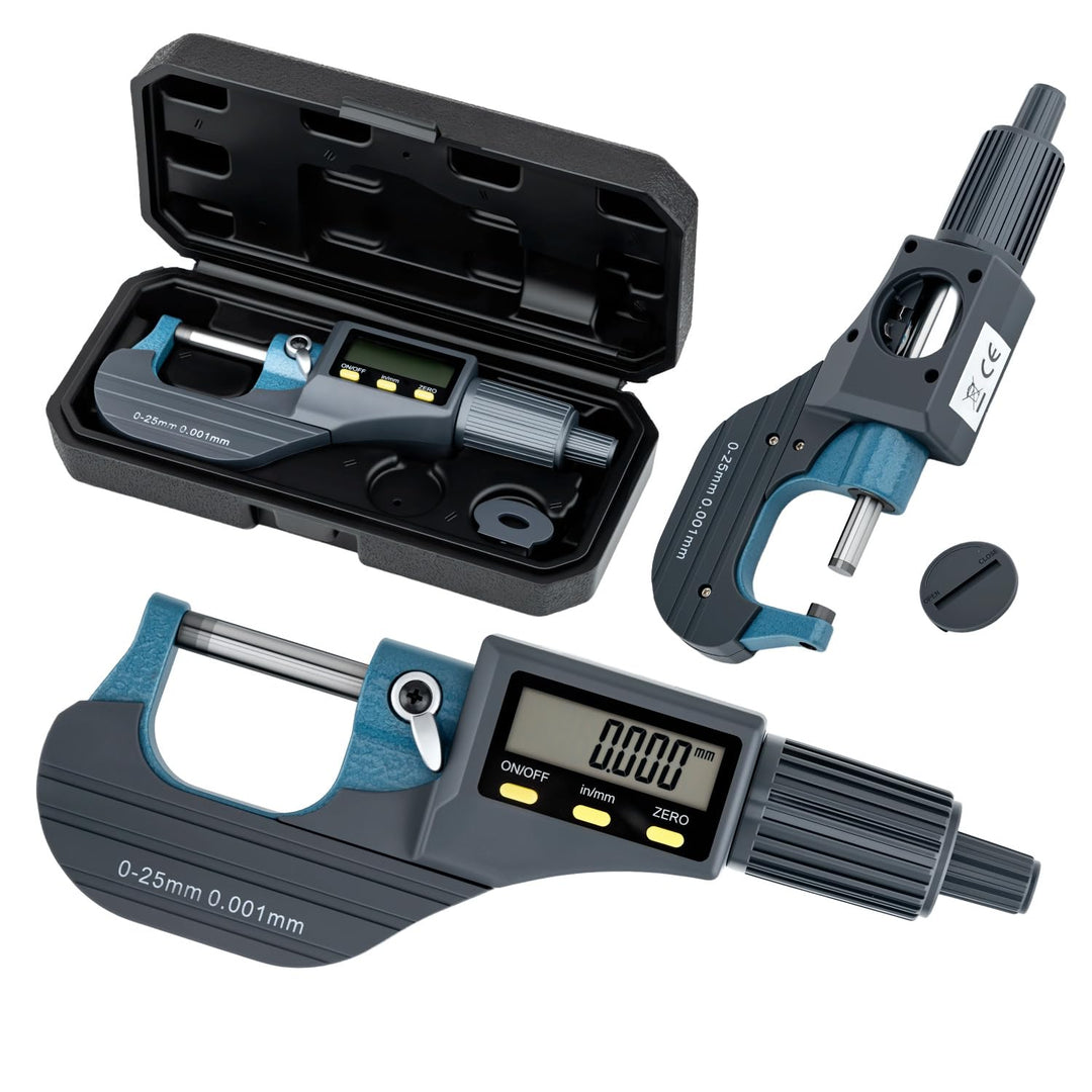 Digitales Mikrometer 0-25mm, LCD Bügelmessschraube Elektronische Aussendurchmesser Messschraube mit