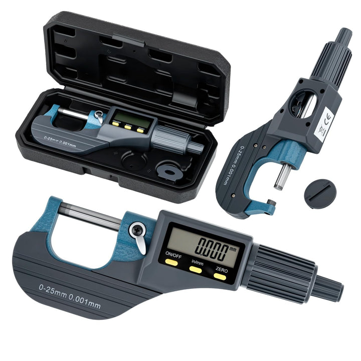 Digitales Mikrometer 0-25mm, LCD Bügelmessschraube Elektronische Aussendurchmesser Messschraube mit