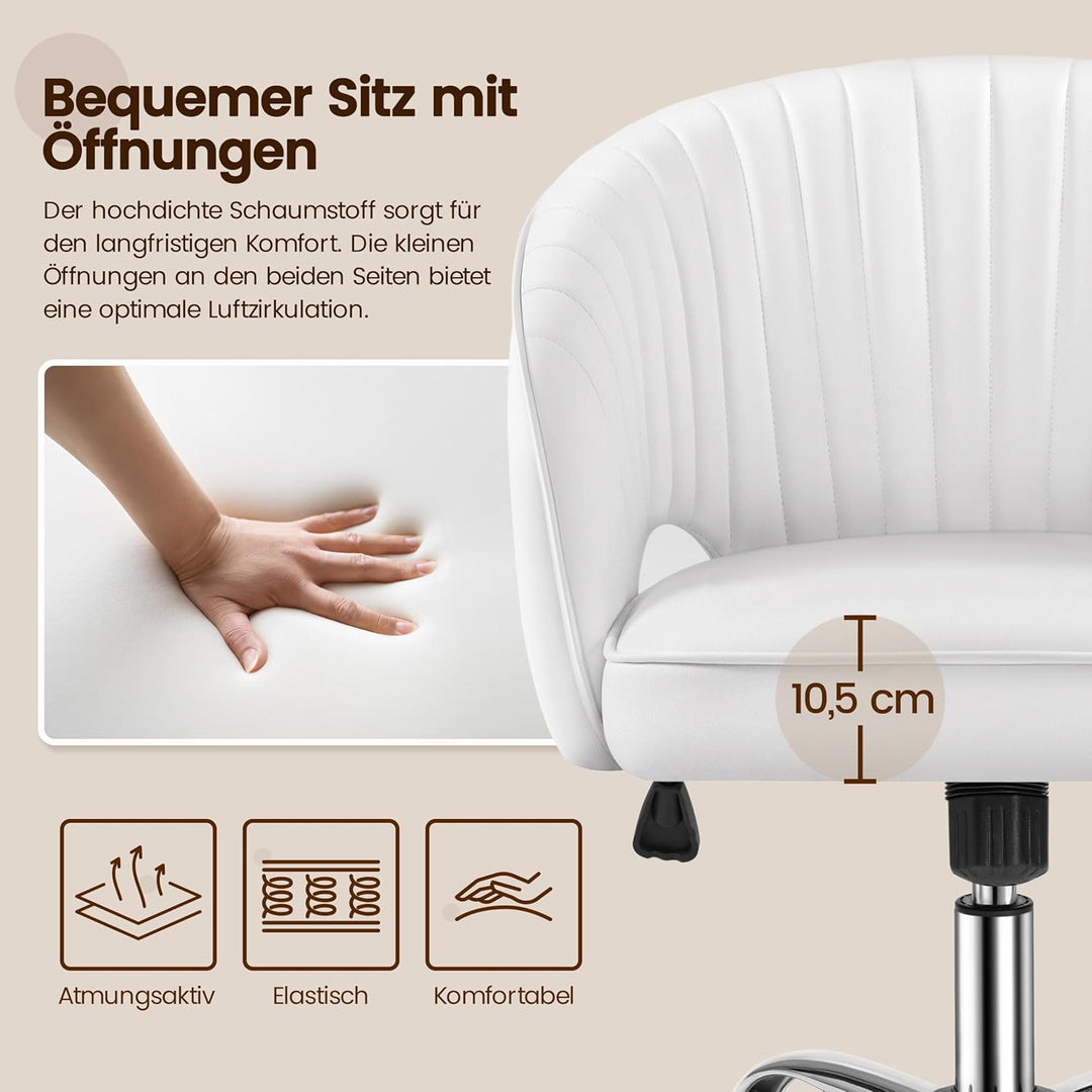 Yaheetech Bürostuhl aus Kunstleder, Ergonomischer Schreibtischstuhl mit Armlehnen, Drehstuhl mit Rol