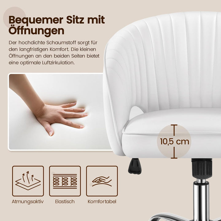 Yaheetech Bürostuhl aus Kunstleder, Ergonomischer Schreibtischstuhl mit Armlehnen, Drehstuhl mit Rol