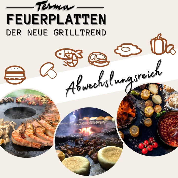 Terma Feuerplatte -80cm- Stärke -6mm- Made in Germany, Grillplatte plancha grillplatte feuerring für