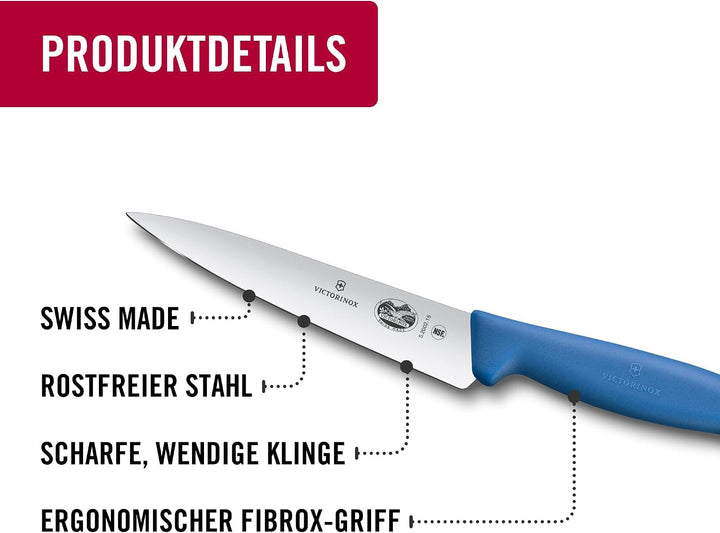 Victorinox Fibrox Kochmesser, Breites Universalmesser für Obst und Gemüse, 15 cm, Gerade Klinge, Sch