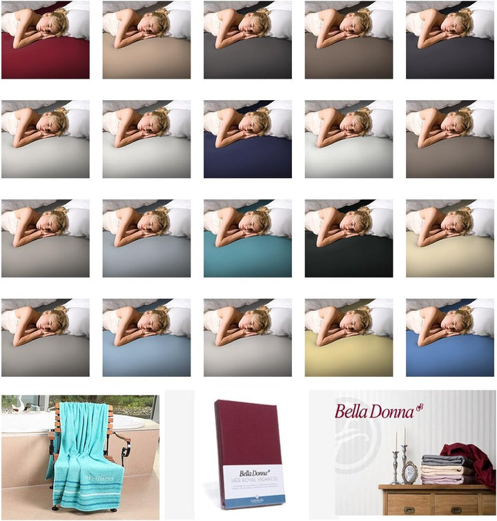 Bella Donna Jersey Spannbettlaken mit GRATIS Saunatuch in 200x220 cm bis 200x240 cm Farbe: 0215-hell
