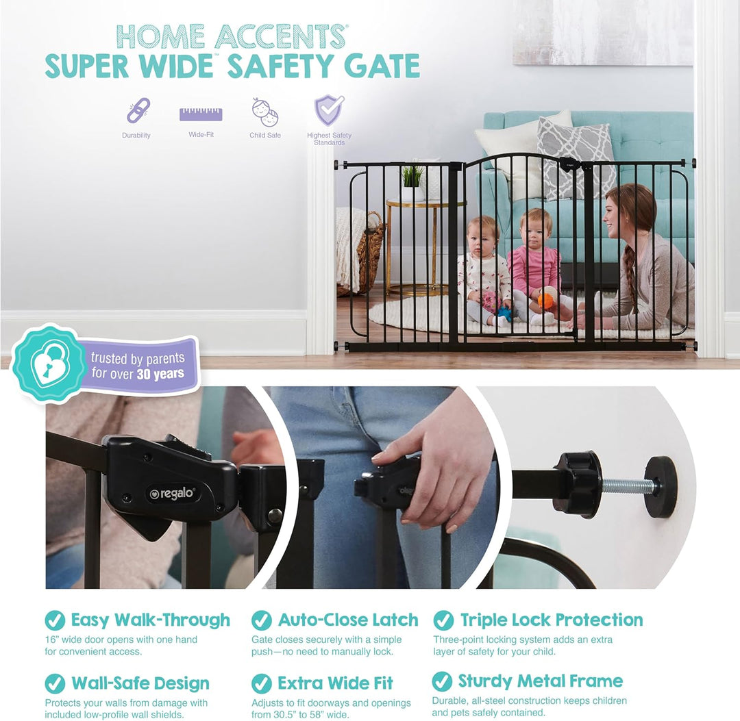 Regalo Arched Decore Easy Step Extra Wide Baby Gate