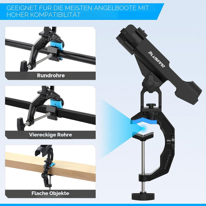 PLUSINNO Angelrutenhalter für Boote, mit vergrösserter Klemme, innovatives doppeltes V-Design, passe