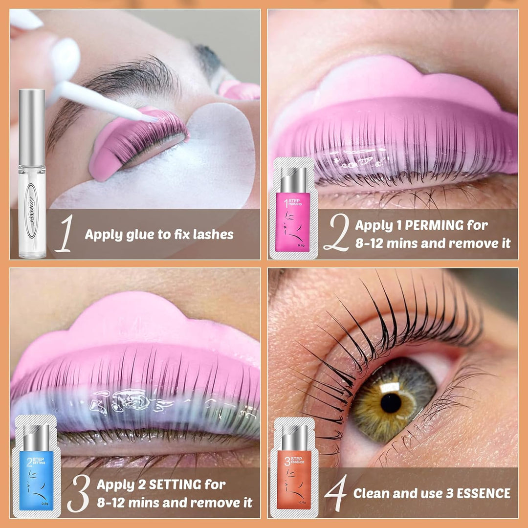 Lomansa Wimpernlifting Set, Lash Lifting Set, Sanfte, Langsam Wirkende Lotionsbeutel, Geeignet für A