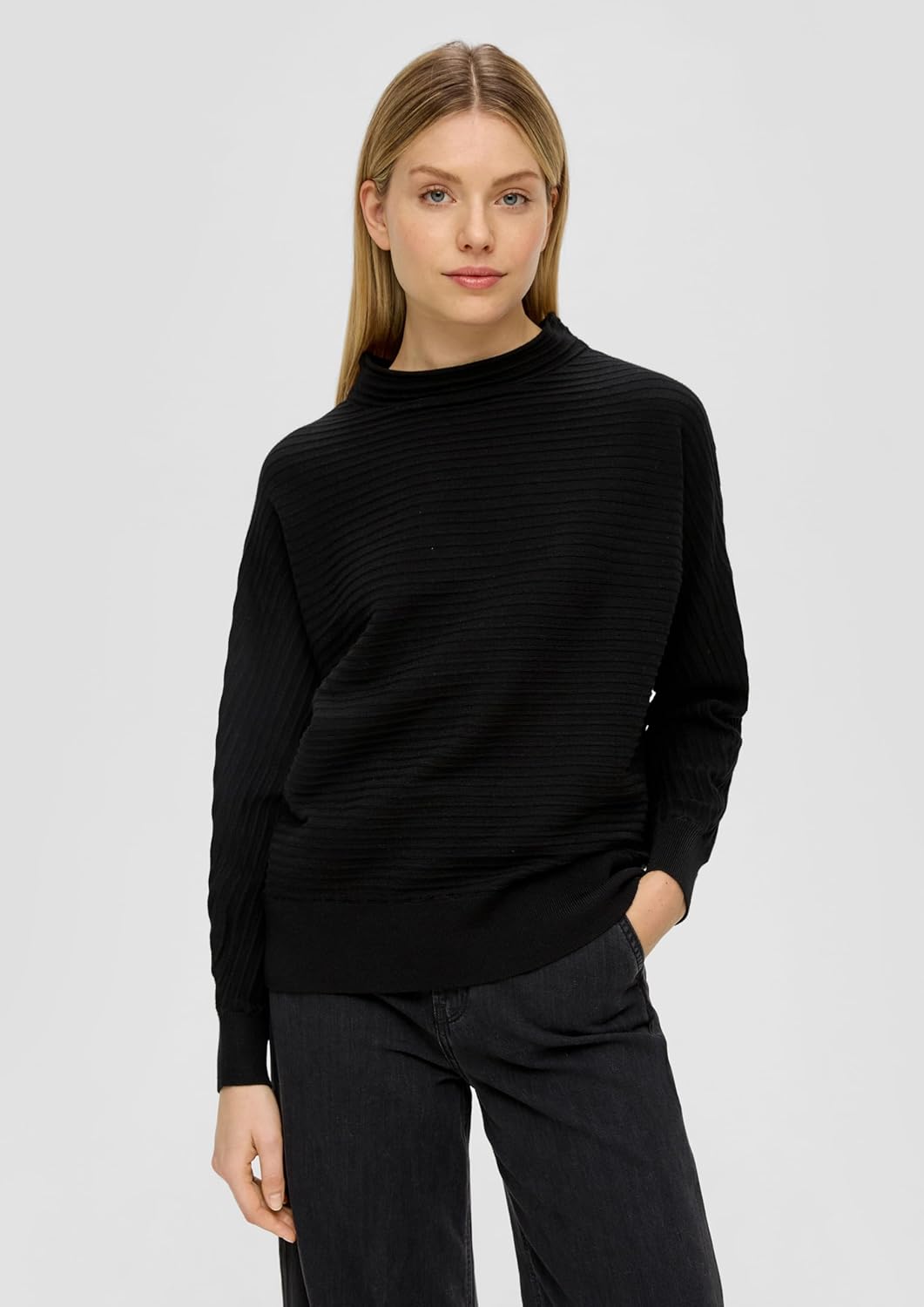 s.Oliver Strickpullover mit Fledermausärmeln 38 Schwarz 9999, 38 Schwarz 9999