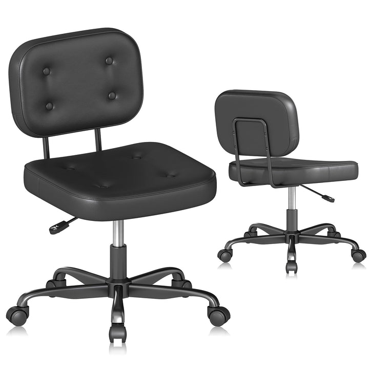 AnyGod Schreibtischstuhl ohne Armlehne für Home Office, Kompakter Drehstuhl mit Rollen &amp; Höhenverste