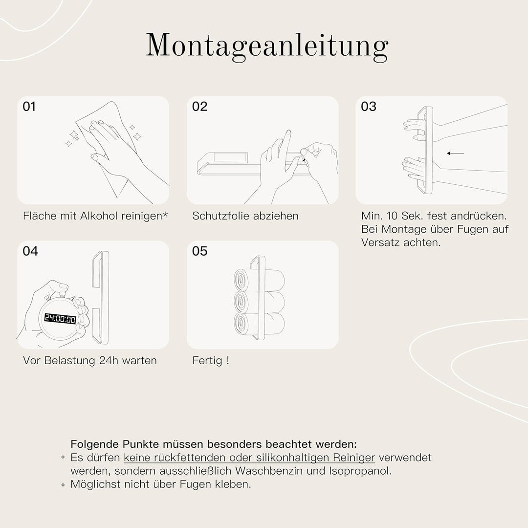 Designfabrik Hamburg | Handtuchhalter ohne Bohren | Gästehandtuchhalter selbstklebend | Handtuchhalt