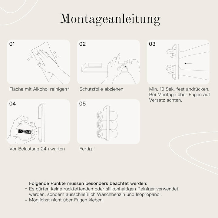Designfabrik Hamburg | Handtuchhalter ohne Bohren | Gästehandtuchhalter selbstklebend | Handtuchhalt