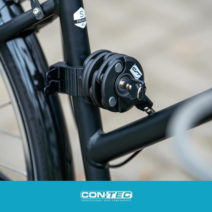 CONTEC Fahrrad Falt-Schloss KegLock, robuster Spezial-Stahl, 60 cm mit Halterung am Rahmen, Schlüsse