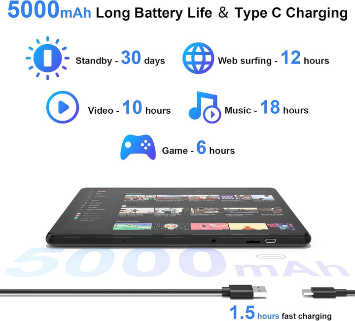AWOW Tablet 10 Zoll Android 14 Octa-Core 8GB+64GB (1TB TF erweiterbar) – WiFi 6, Bluetooth 5.0, 5000