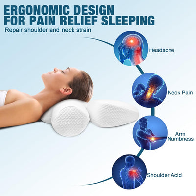 CREATESTAR Orthopädisches Kissen aus Memory Foam, Ergonomisches Kopfkissen Nackenhörnchen für Nacken