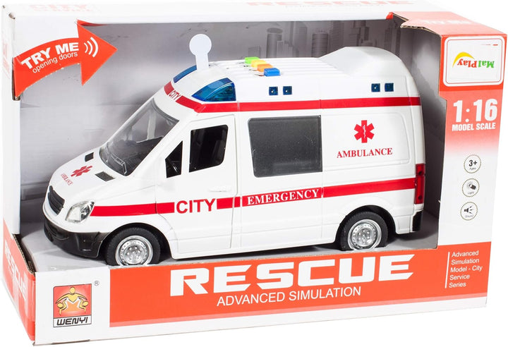 MalPlay Krankenwagen Spielzeug | 1:16 Mini Simulation | Krankenhaus Rettungswagen Notfallfahrzeug |