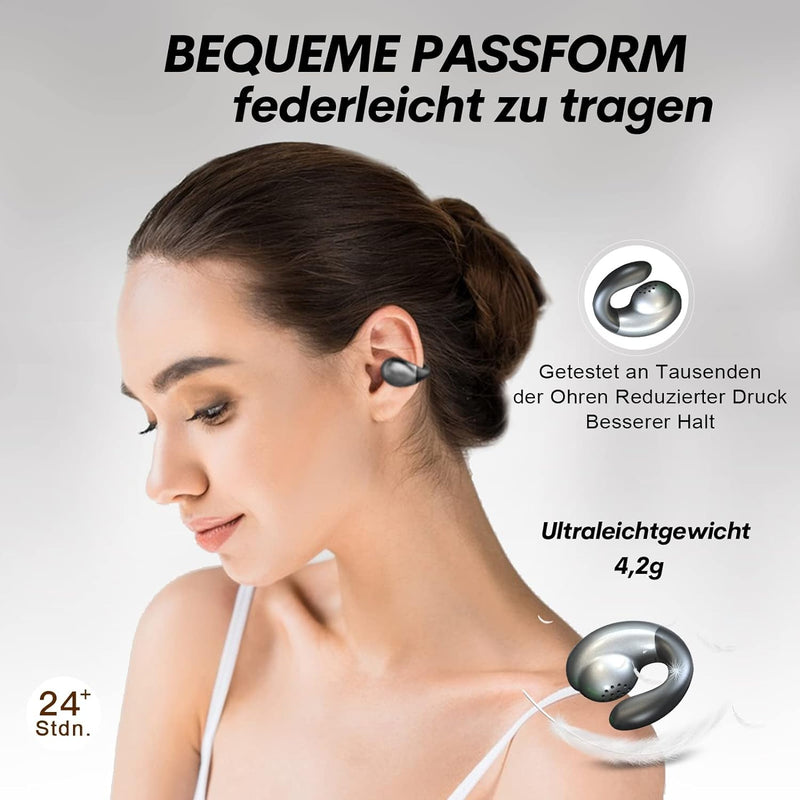 Open Ear Kopfhörer kabellos Bluetooth Mini Luftleitung Knochenschall Sportkopfhörer mit Mic Noise Ca