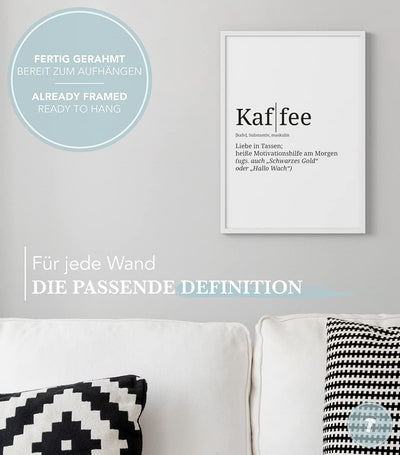 Papierschmiede® Definition: Kaffee, DIN A3 fertig gerahmt (Rahmen: Material und Farbe wählbar), Wand