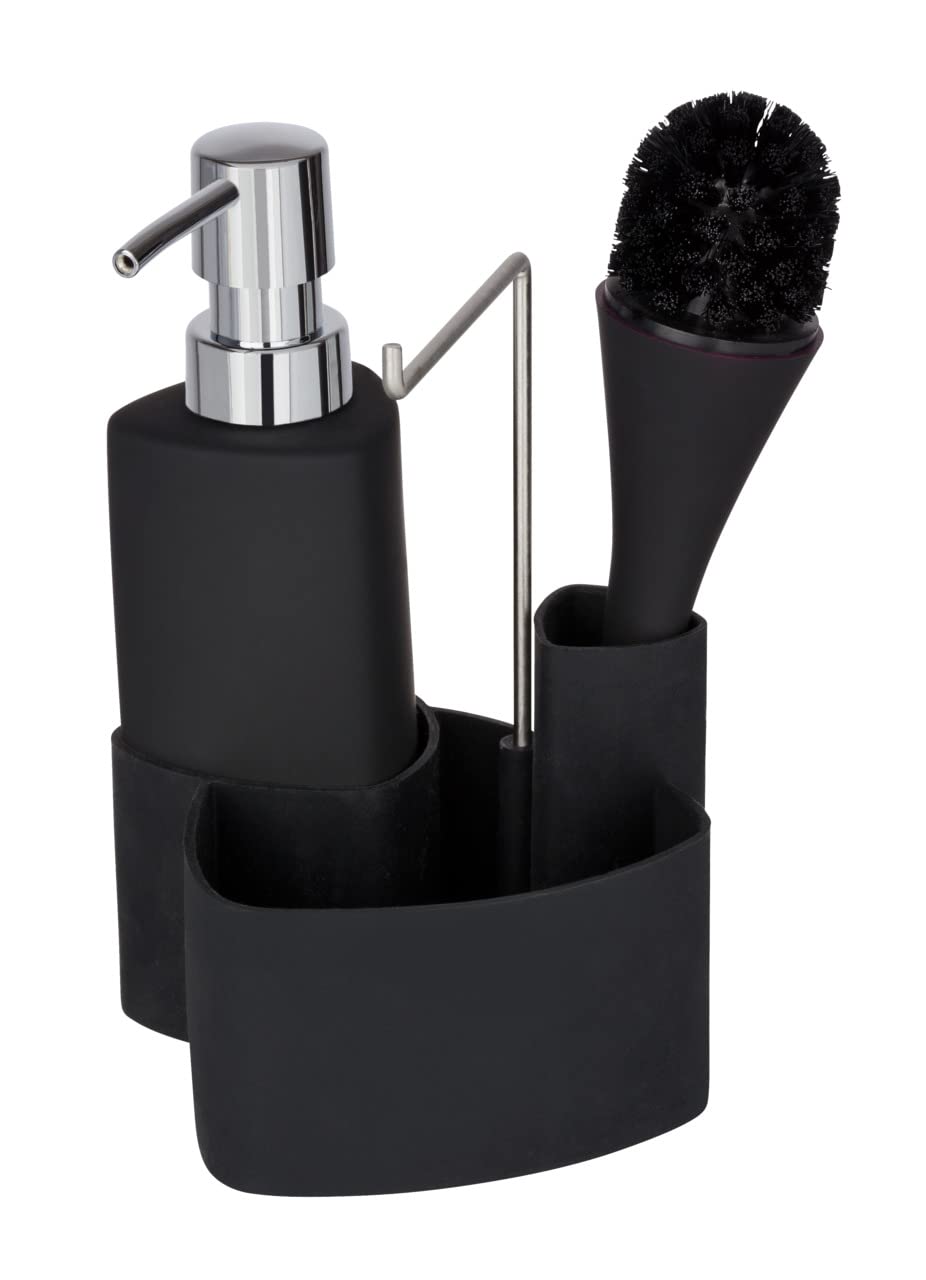 WENKO Spül-Set Mod. Empire, 4 in 1 - Spülmittelspender, Spülbürste, Spültuchhalter & Organizer, hoch