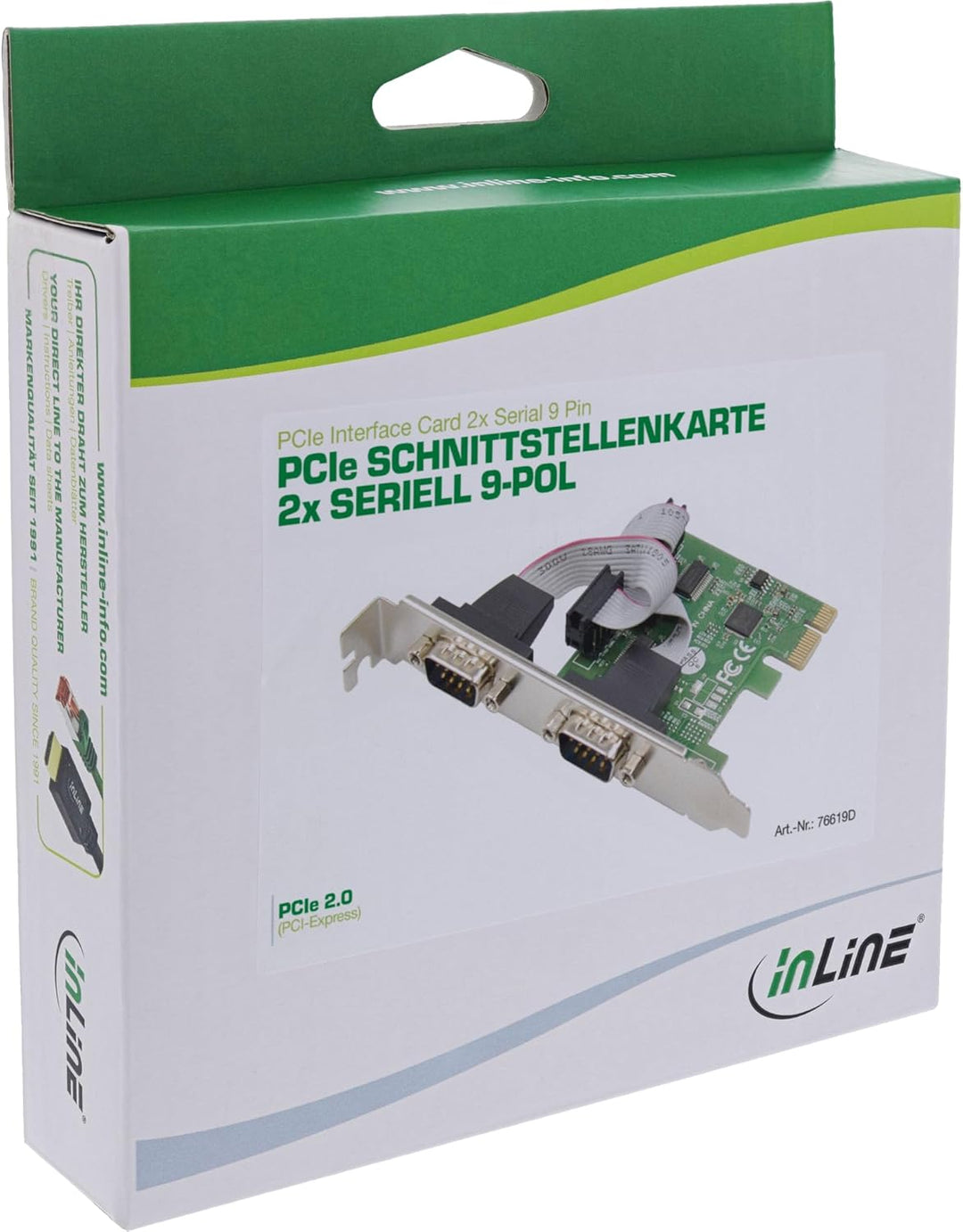 InLine PCIe Schnittstellenkarte, 2X Seriell RS-232, COM-Port, AX99100, Low-Profile, für Windows & Li