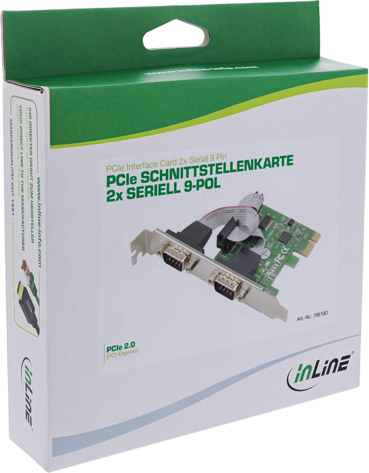 InLine PCIe Schnittstellenkarte, 2X Seriell RS-232, COM-Port, AX99100, Low-Profile, für Windows & Li