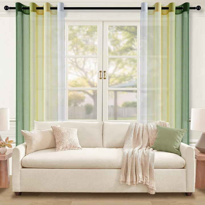 Topfinel Gardinen Wohnzimmer Modern Vorhang Grün mit Ösen Gardienen Vorhänge 240 cm Lang Gardinensch
