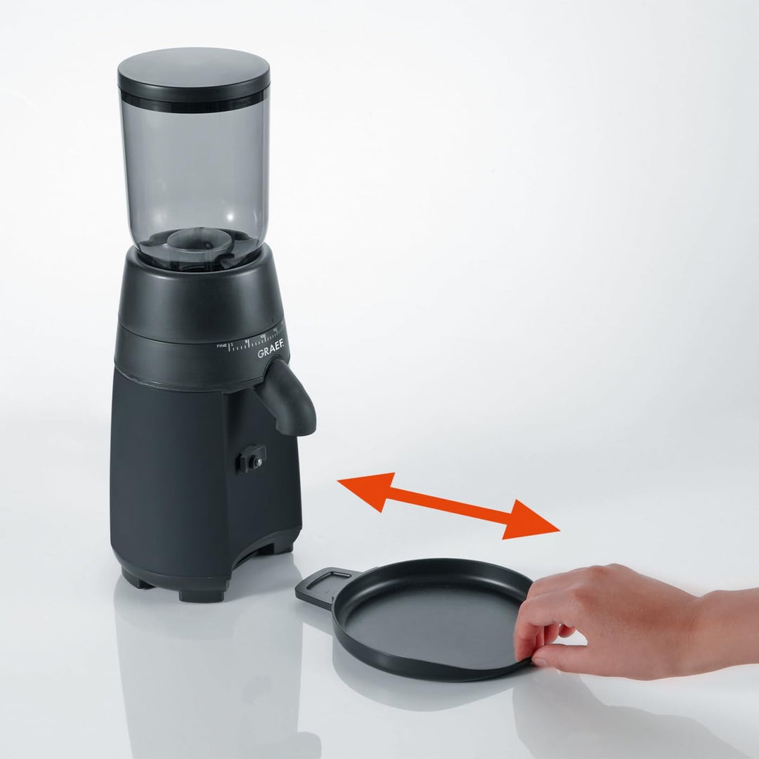GRAEF Kaffeemühle CM702, Kegelmahlwerk aus Edelstahl, 24 Mahlgradeinstellungen, abnehmbarer 250g Kaf