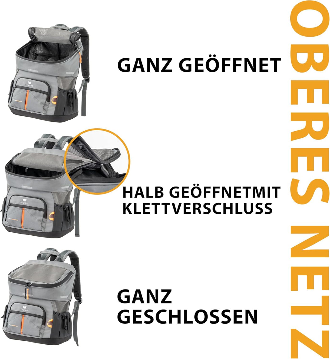Ferplast Hunderucksack Voyager Backpack, Katzenrucksack, Hundetasche, Hundebox, Weite Öffnung, verst