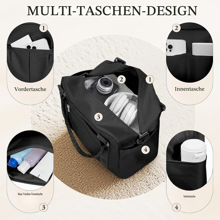 SEAFEW Reisetasche 24L, 40x30x20 Ryanair Handgepäck Tasche für Flugzeug Weekender Sporttasche Damen