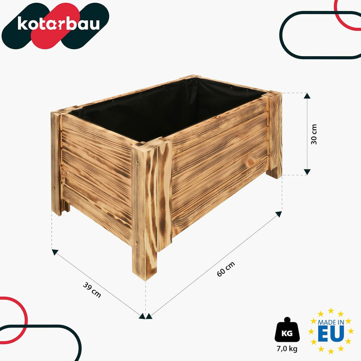KOTARBAU® Blumenkasten - 60 x 39 x 30 cm - Pflanzkasten mit Vlies - Pflanzkübel gross aussen - Balko