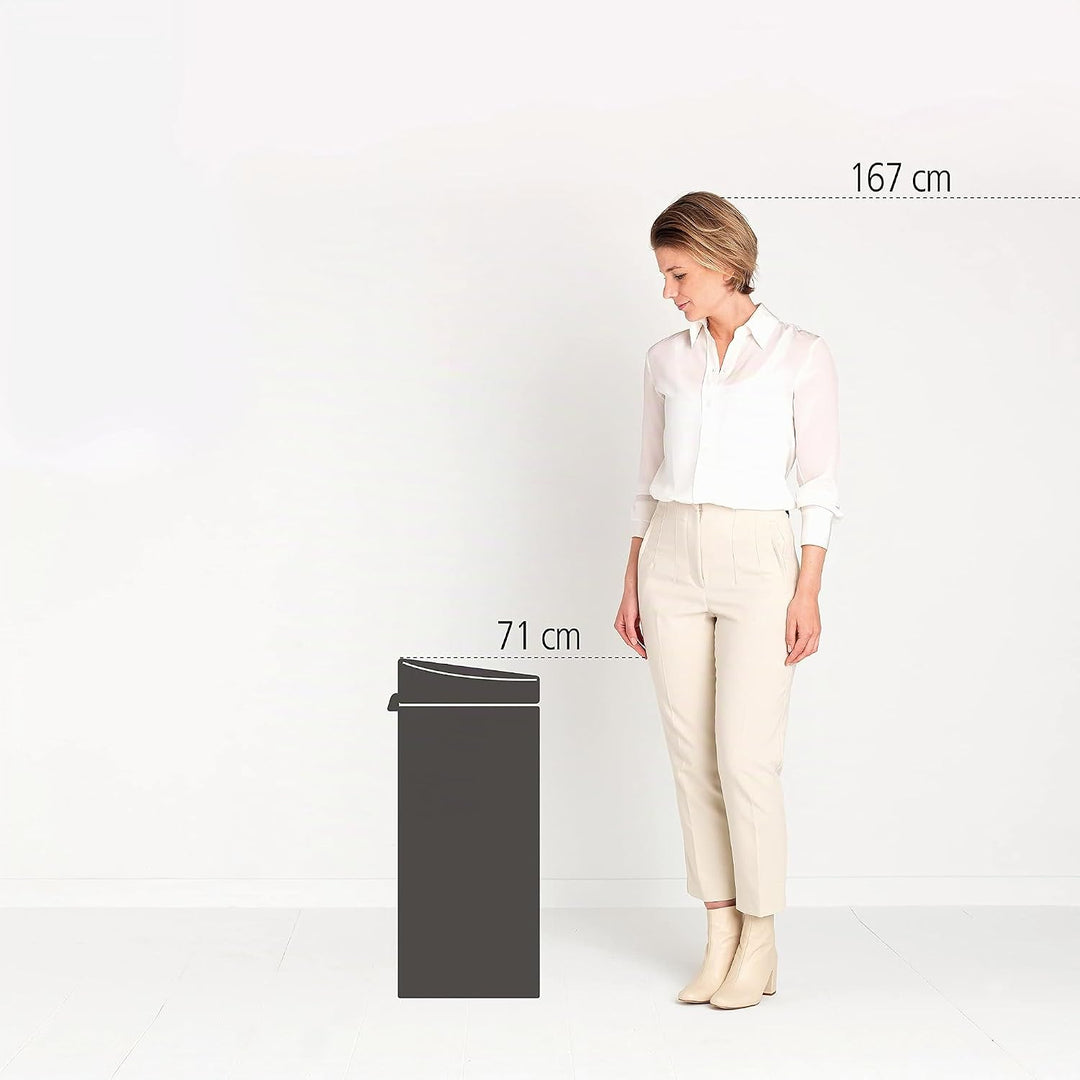 Brabantia Mülleimer Touch Bin, Stahl, Schwarz, 30L Mineral Moonlight Black 30 Liter, Mineral Moonlig