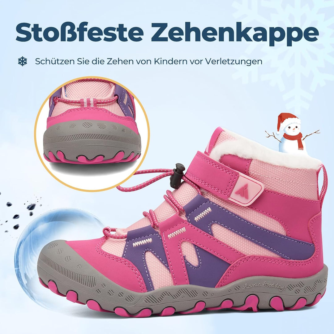 Mishansha Kinder Outdoor Winterschuhe Warm Gefüttert Winterstiefel, Gr.24-38 26 EU Fuchsia Pink, 26