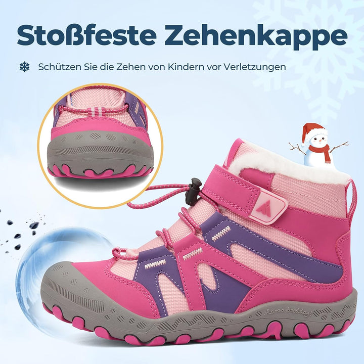 Mishansha Kinder Outdoor Winterschuhe Warm Gefüttert Winterstiefel, Gr.24-38 33 EU Fuchsia Pink, 33