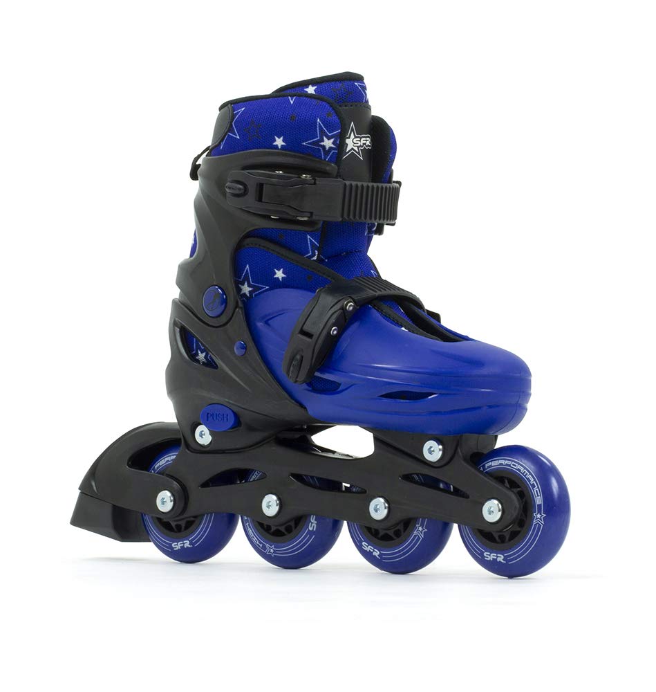 SFR Unisex – Erwachsene Plasma Adjustable Inline Skates Schlittschuhe für Kinder 33-37 Schwarz/Blau,